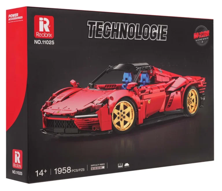 Set Crvenih Tehničkih Kockica Sportski Automobil, 1958 Dijelova 9