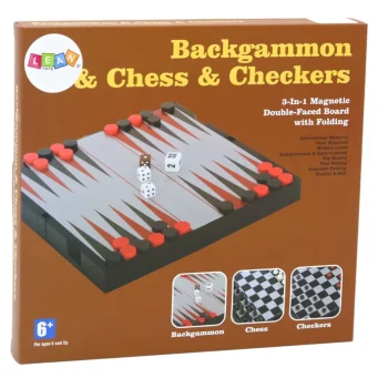 Set Društvenih Igara 3u1, Magnetska Ploča, šah Dama Backgammon 3