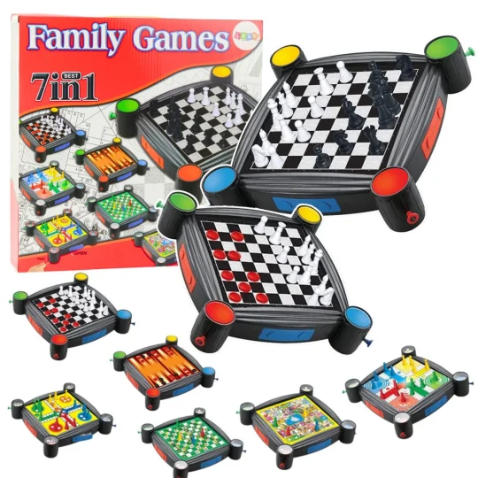 Set Društvenih Igara 7 U 1 S Ugrađenim Kockicama 1