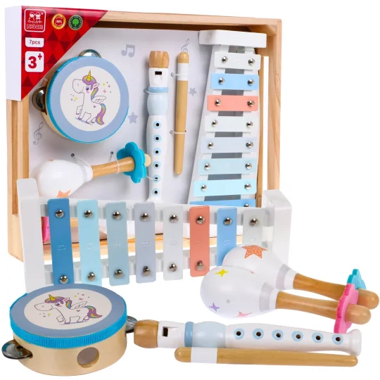 Set Drvenih Glazbenih Instrumenata Pastelni 3+ 1