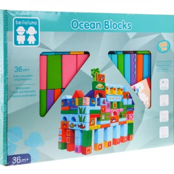 Set Drvenih Kockica Ocean 100 Kom 3+ 5