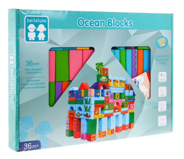 Set Drvenih Kockica Ocean 100 Kom 3+ 5