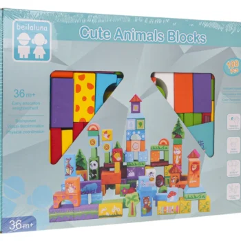 Set Drvenih Kockica Sa životinjama, 100 Komada 5