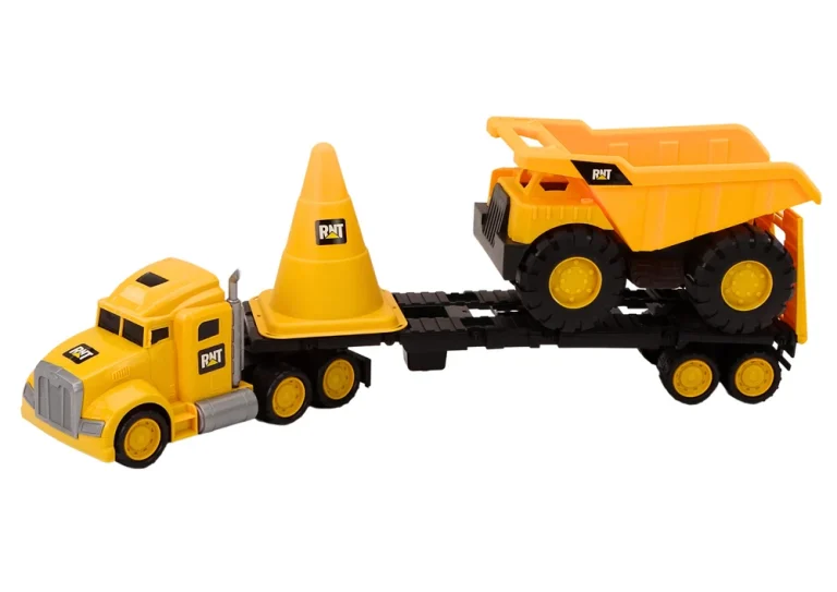 Set Građevinskih Strojeva, Kamion I Kiper, Lopatica I čunj, žuti, 62 × 13 × 11,5 Cm 2