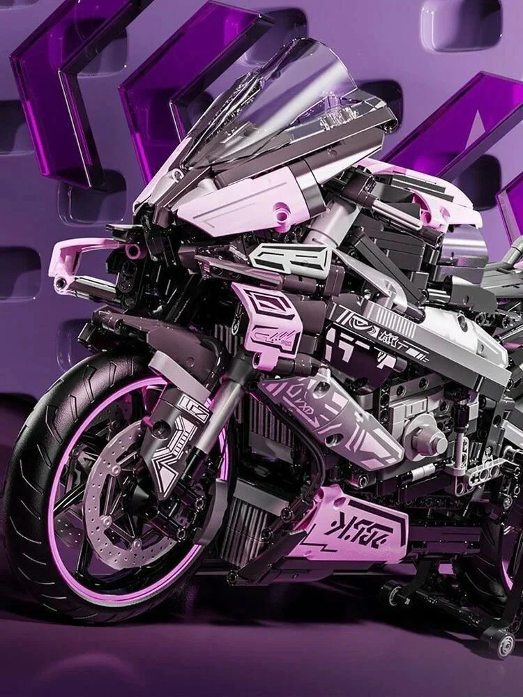 Set Kockica Ružičasti Motocikl Trkač, 2066 Dijelova 10