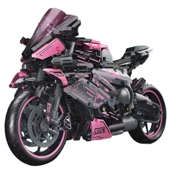 Set Kockica Ružičasti Motocikl Trkač, 2066 Dijelova 2