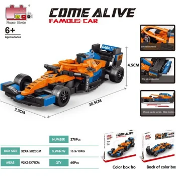 Set Kockica Za Automobil F1 Narančasti, 278 Dijelova 3