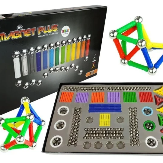 Set Magnetskih Kockica Magnastix, 560 Dijelova + Ploča 1