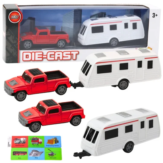 Set Metalnog Terenca S Kamper Prikolicom, Crvena Boja 1