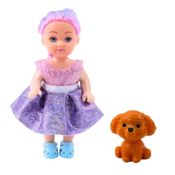 Set Mini Lutke S Krevetom Na Kat I Psom, 12 Cm 2