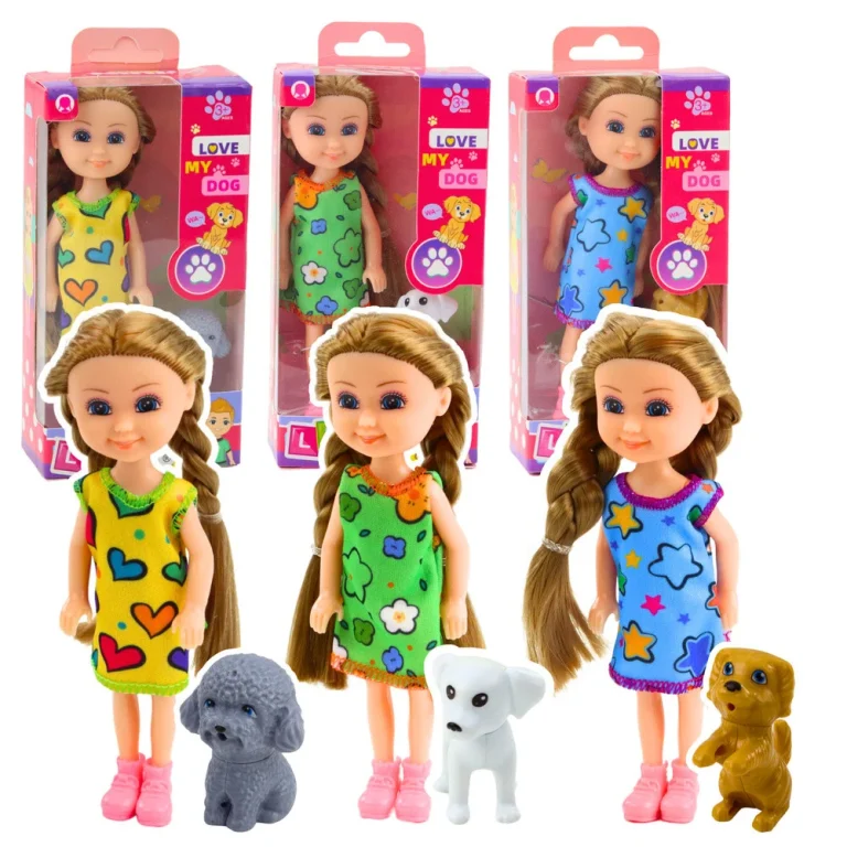 Set Mini Lutke U Haljini S Psom, 14,5 Cm, Miks 1