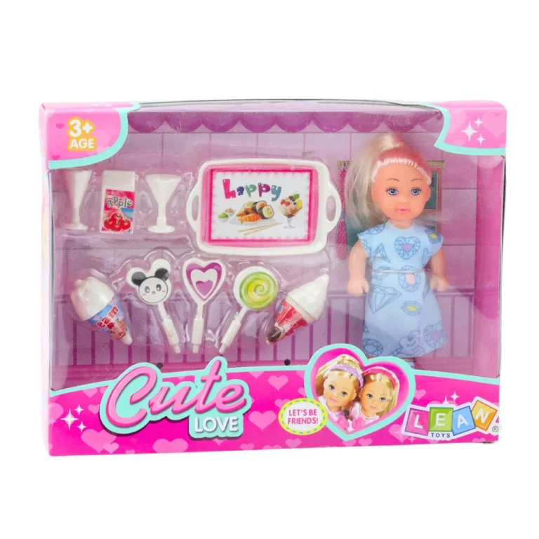 Set Mini Lutke U Plavoj Haljini Sa Slatkim Dodacima, 12 Cm 4