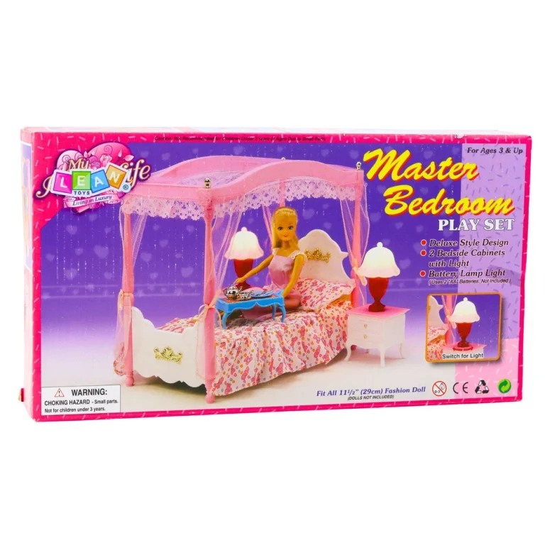 Set Namještaja Za Lutke: Krevet S Baldahinom 29 Cm 4