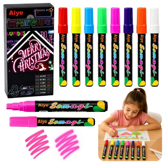 Set Neonskih Tekućih Markera S Vrhom Dlijeta, 8 Komada 1