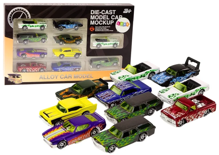 Set Od 10 Metalnih Autića S Oprugama, Mjerilo 1:64 1
