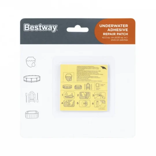 Set Od 10 Vodootpornih Zakrpa Za Popravak Pvc Materijala 6,5x6,5 Cm Bestway 1