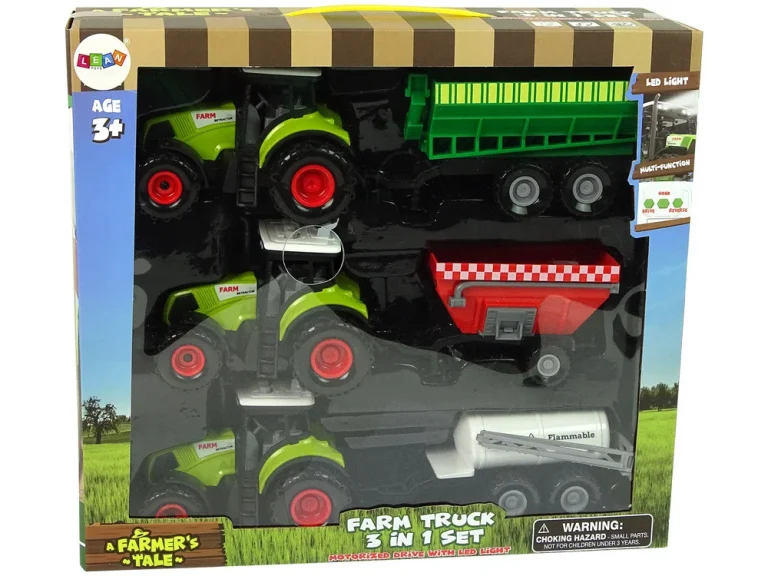 Set Od 3 Traktora S Prikolicama, Voda, žito I Hrana 8