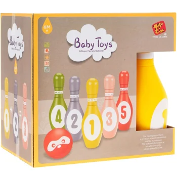 Set Od 5 čunjeva Za Kuglanje Od Pjene S Kuglom Za Djecu Od 6 Mjeseci+ U Pastelnim Bojama + škripaljka U Svakom Elementu 3