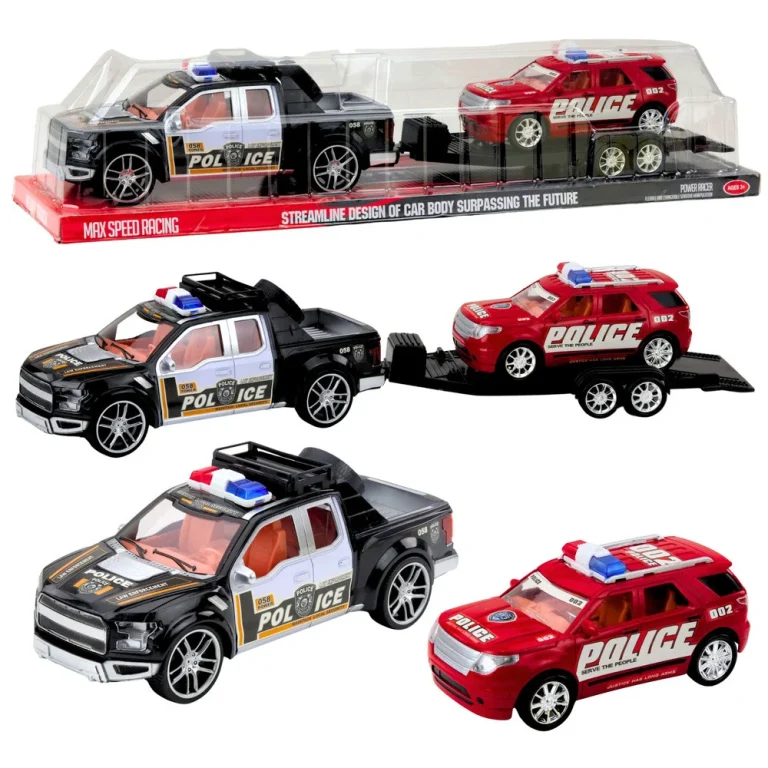 Set Policijskog Terenskog Vozila S Vučnom Prikolicom, 60 Cm 1