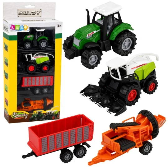 Set Poljoprivrednih Vozila 1:68 Traktor, Kombajn, Prikolica I Balirka, 4 Kom 1