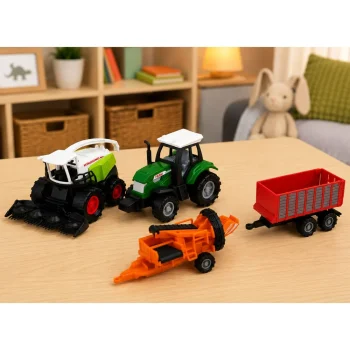 Set Poljoprivrednih Vozila 1:68 Traktor, Kombajn, Prikolica I Balirka, 4 Kom 6