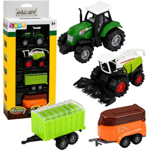 Set Poljoprivrednih Vozila 1:68 Traktor, Kombajn, Prikolica Za Rasuti Teret I Stoku, 4 Kom 1