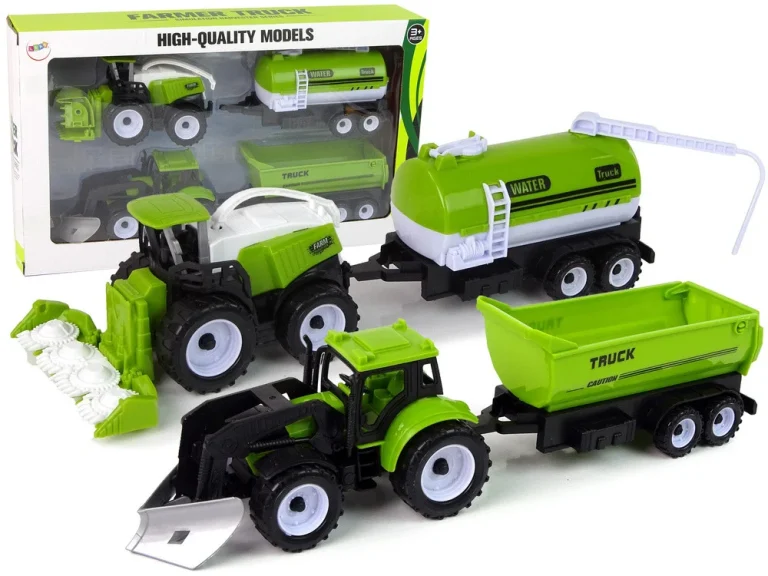 Set Poljoprivrednih Vozila, Traktor, Kombajn, Cisterna I Poluprikolica 1