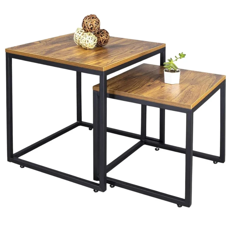 Set Rustikalnih Kvadratnih Stolića Za Kavu 2 U 1, 45×50 I 40×45 Cm 2