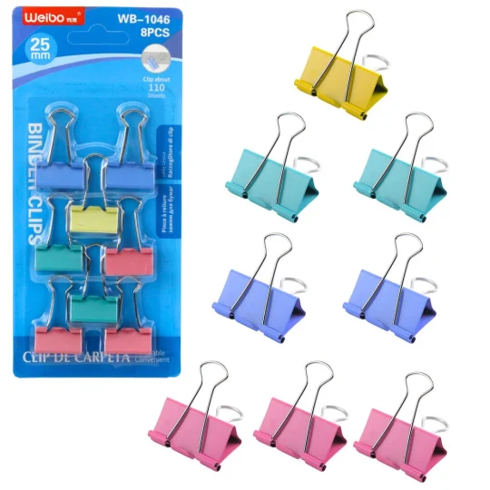 Set šarenih Spajalica Za Papir 25 Mm 8 Kom 1