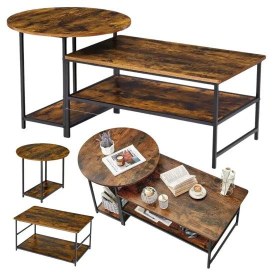 Set Stolića Za Kavu Vintage Rustikalni 2 U 1, 123×60×51 Cm 1