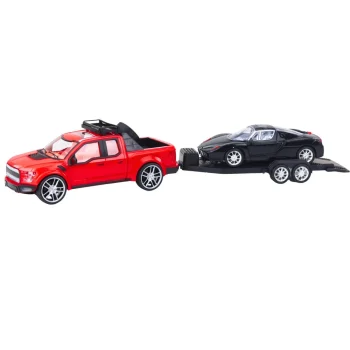 Set Terenskog Vozila, Crveni Kamion I Crni Sportski Auto, 59 Cm 2