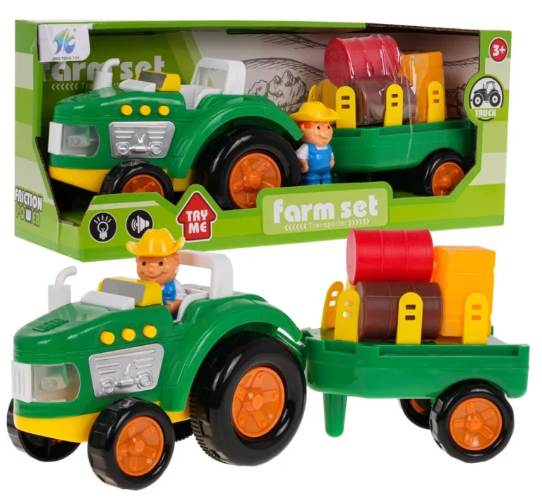 Set Traktor S Prikolicom I Farmerom 3+ 1