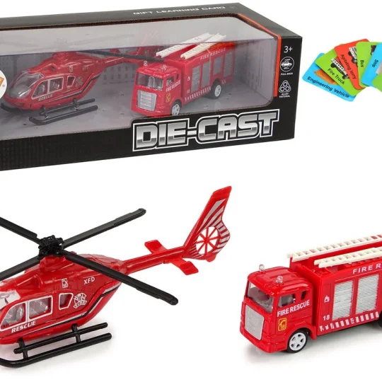 Set Vatrogasne Brigade Na Povlačenje, Crveni, Kamion I Helikopter 1
