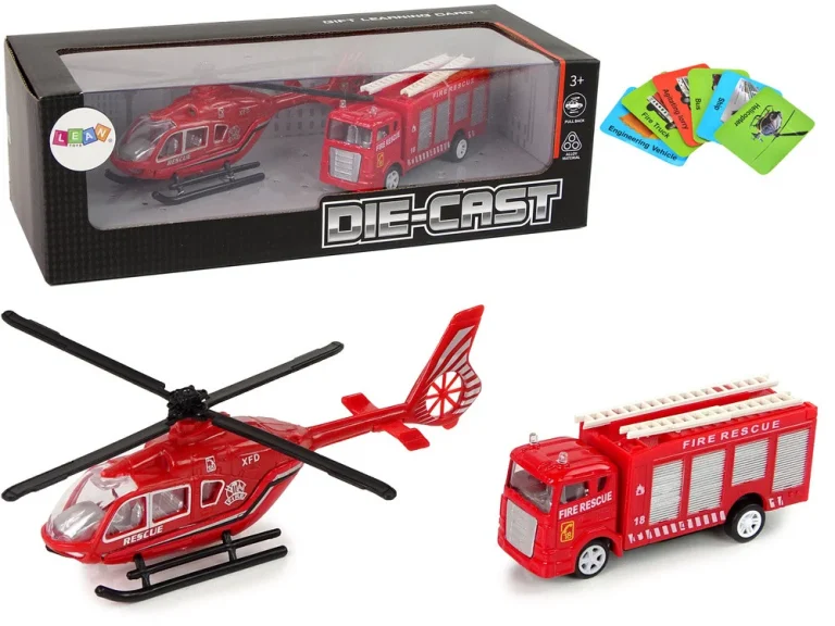 Set Vatrogasne Brigade Na Povlačenje, Crveni, Kamion I Helikopter 1