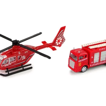 Set Vatrogasne Brigade Na Povlačenje, Crveni, Kamion I Helikopter 2