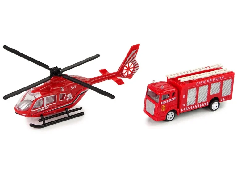 Set Vatrogasne Brigade Na Povlačenje, Crveni, Kamion I Helikopter 2