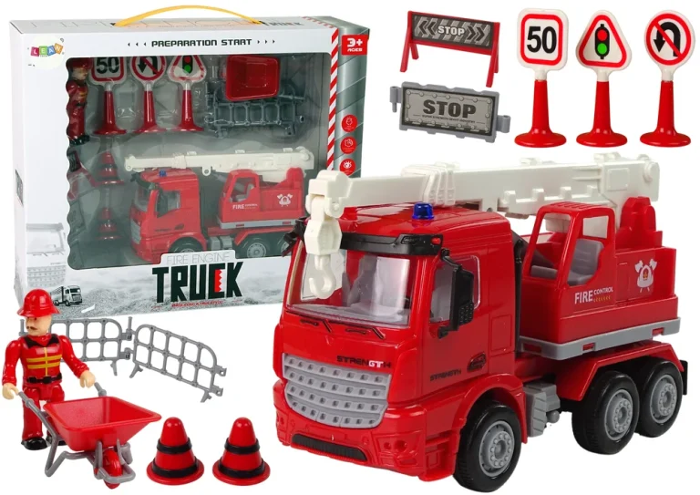 Set Vatrogasne Brigade S Dizalicom, Prometni Znakovi, 16 Cm 1