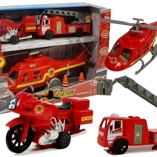 Set Vatrogasnih Vozila S Helikopterom, Zvukom I Svjetlom 1