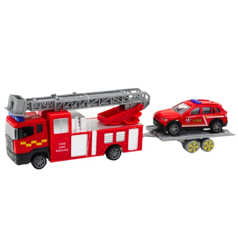 Set Vatrogasnih Vozila S Pogonom Na Trenje, Crveni, 4 Komada 2