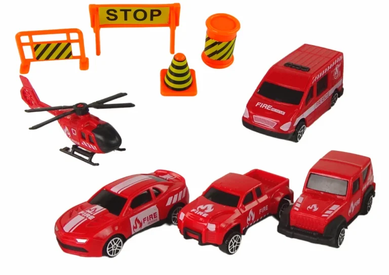 Set Vatrogasnog Kamiona S Prikolicom I 6 Vozila 2
