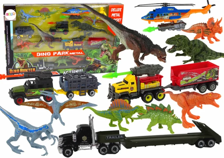 Set Vozila S Dinosaurima I Helikopterom 8 Dijelova 1