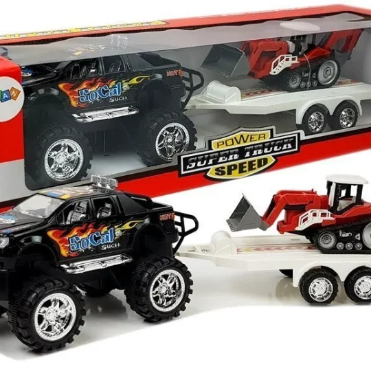 Set Vozila S Trenjem: Terenski Auto, Prikolica I Bager 1