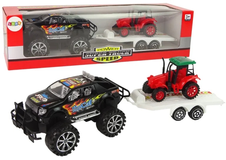 Set Vozila S Trenjem: Terenski Auto, Prikolica I Bager 2