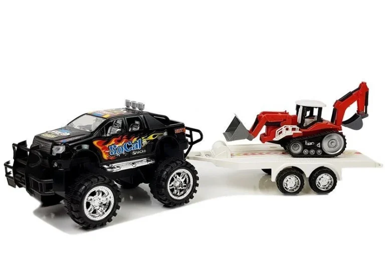 Set Vozila S Trenjem: Terenski Auto, Prikolica I Bager 3