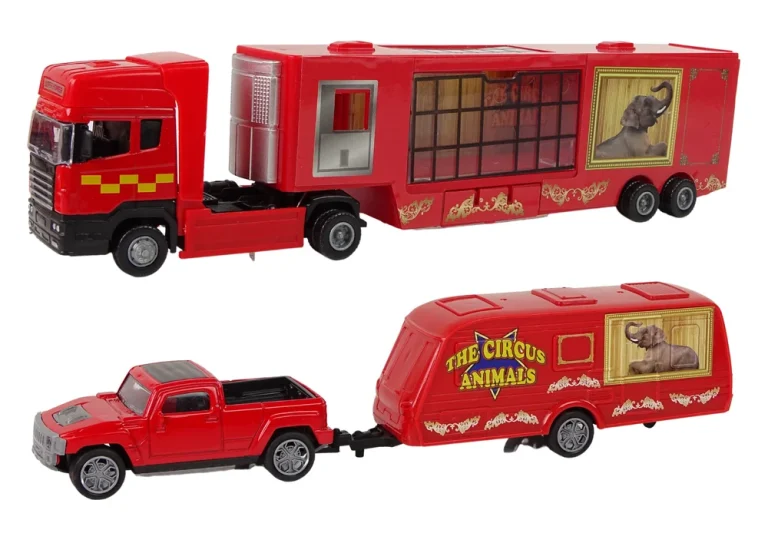 Set Vozila Za Cirkuske životinje, Kamion S Prikolicom, 32 Cm 2