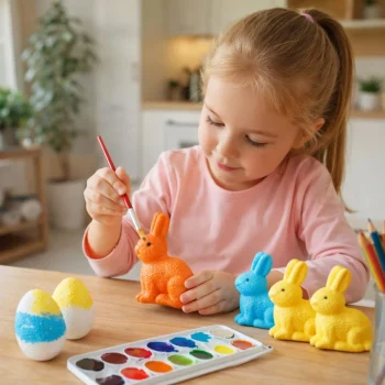 Set Za Bojanje Stiropornih Ukrasa 3 Zečića I 2 Jaja S Bojama 3