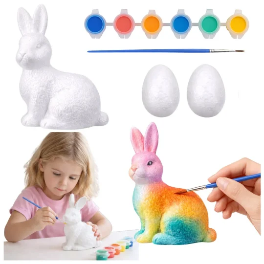Set Za Bojanje Stiropornog Zeca 10 Cm I 2 Jaja S Bojama 1