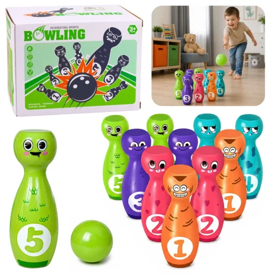 Set Za Kuglanje S Nasmijanim Licima, Edukativna Igra, 10 čunjeva 1