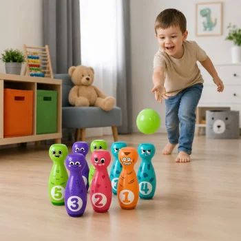 Set Za Kuglanje S Nasmijanim Licima, Edukativna Igra, 10 čunjeva 3
