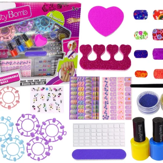 Set Za Lakiranje Noktiju, 3 Laka, Uzorci I šljokice 1